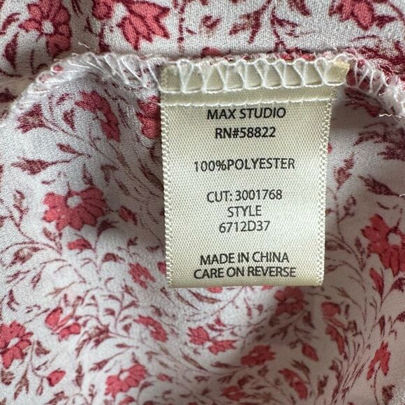 Max Studio long sleeve pink & white ditsy floral georgette blouse top size small - Picture 6 of 6